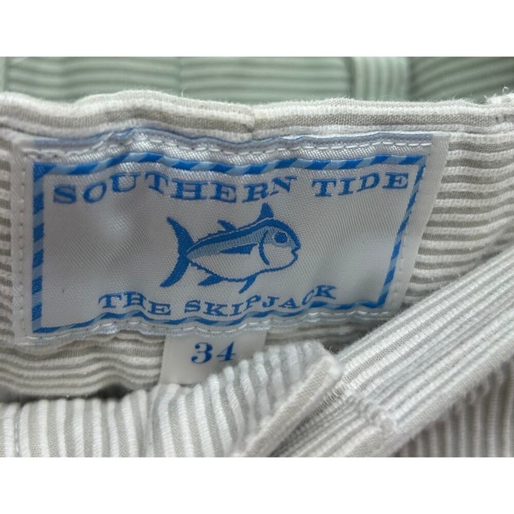 Southern Tide 34 Striped Shorts Mens‎ Shipjack Brown White Classic Fit Cotton - Picture 6 of 10